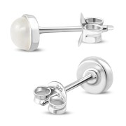 Rose Quartz Round Sterling Silver Stud Earrings, e440st